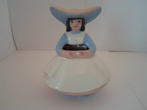 Vintage California Pottery Wall Pocket Lady Hand Painted 1950's plant/flower holder