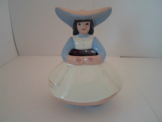 Vintage California Pottery Wall Pocket Lady Hand Painted 1950's Posy holder