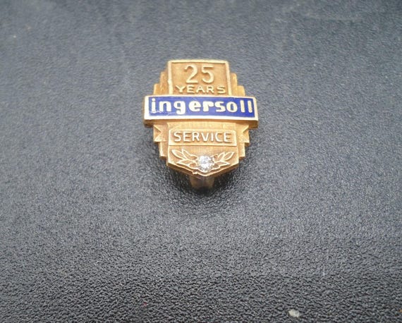 Gold Filled Ingersol Rand 25 Yr Service Pin with Diamond Beautiful