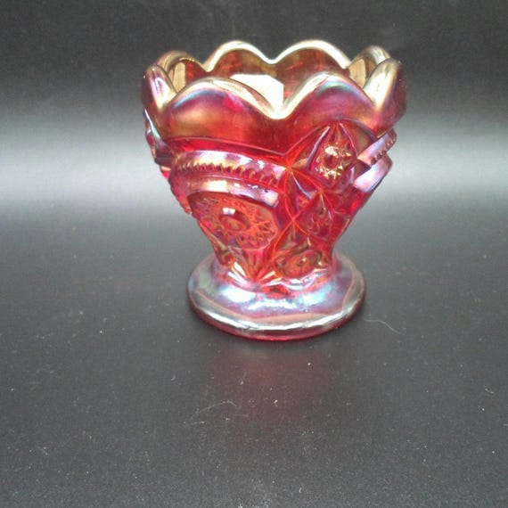 Vintage Imperial Glass Sunset Ruby Toothpick Holder 2 original labels Gorgeous for Air plant.