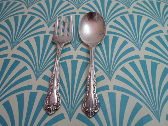 Vintage Rodger's Silverware Child's Spoon and Fork Set Cuteness Adorable