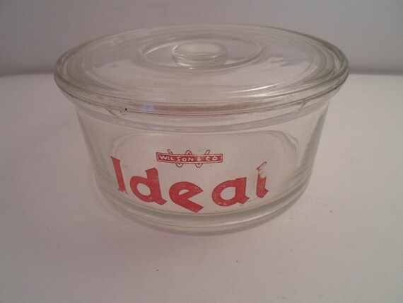 Vintage Ideal Dog Food Glass Canister - Wilson Co. WWII Era