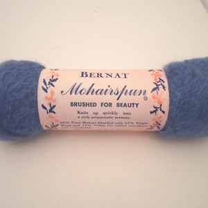 Vintage Bernat Mohair Yarn 1 oz skein Brilliant Blue Mohairspun USA