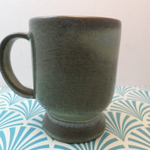 Vintage Frankoma C2 pale green over dark brown mug rounded shape