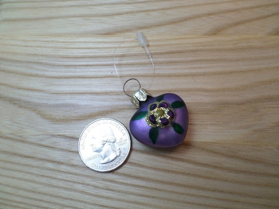 90's 1" mini purple heart ornament Valentines Christmas Tree embellishment