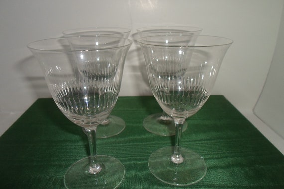 Antique 4 WFM Rare German Crystal Wine Glasses Original Sticker Never Used Holiday Toasting Wine Ready Stunning pattern