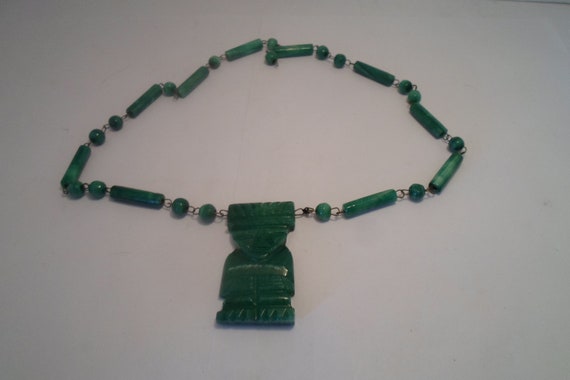 Vintage Art Deco Carved Onyx Necklace