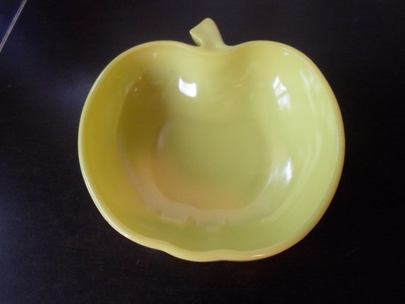 Vintage Hazel Atlas Apple Bowl: Chartreuse Yellow Milk Glass, Orchard Ware