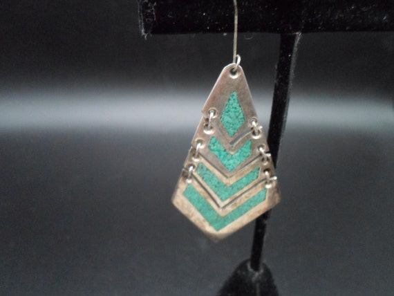 Vintage 1 Sterling Silver Turquoise Single Earring Signed Mexico Sterling 925 Fantastic Style Pierced Very Cool