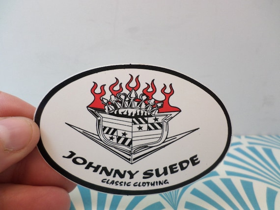 Vintage 90's Johnny Suede classic clothing Rockabilly punk sticker super vibrant!