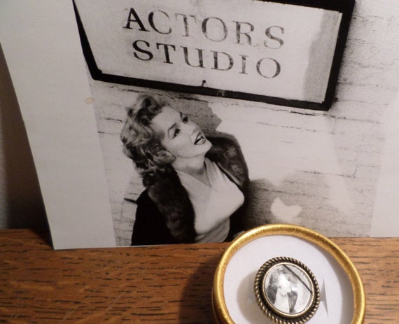 Early Marilyn Monroe black and white actors studio handmade adjustable brass cool monocle ring