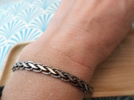 Vintage 90's (25 Sterling silver braid bracelet delicate