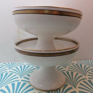 Antique porcelain sherbet dessert cups gold leaf details classic and chic
