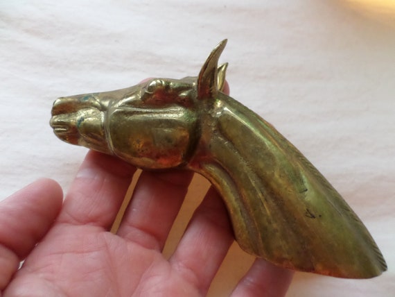 Vintage Virginia metal crafters Hore head desk clip equestrian all brass