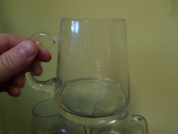 set of 8 vintage glass apple cider or espresso mugs MOD Mid-Century Modern