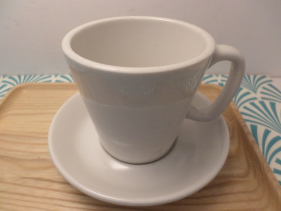 vintage 70's Shenango China Anchor Hocking New Castle PA USA classic cafe' diner white cup and saucer