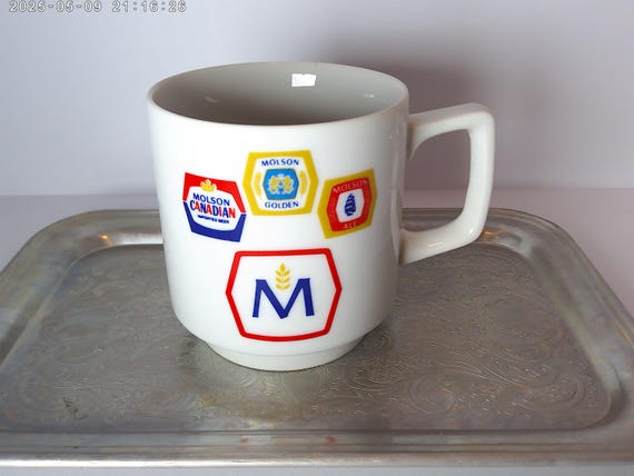 RARE vintage mid-century mod Molson Golden Coffee mug Canadian porcelain
