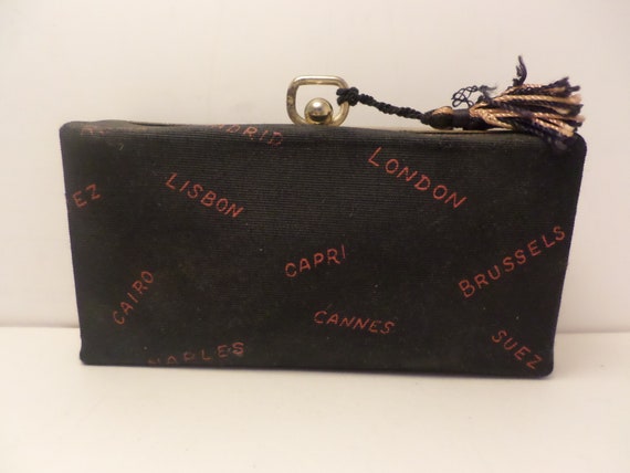 Vintage 50's MCM box clutch purse  evening bag London Capri Cairo Cannes travel chic