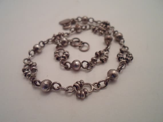 Vintage Sterling Silver Ankle Bracelet Ball and Chain Design Very Cool Anklet