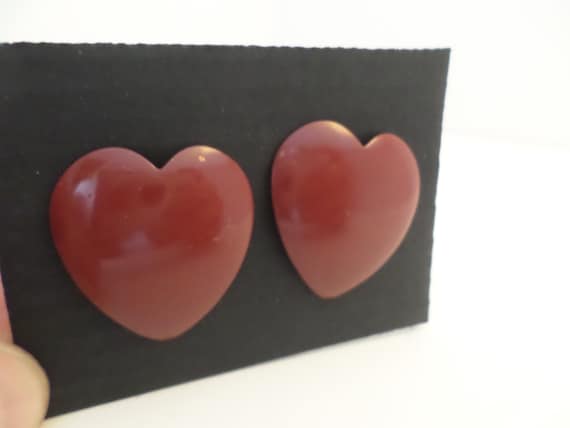 80's Red heart earrings 1" so cute!