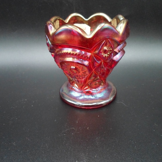 Vintage Imperial Glass Sunset Ruby Toothpick Holder 2 original labels Gorgeous for Air plant.
