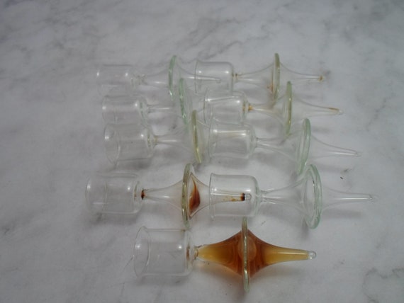 Vintage Cake Toasting Glasses/ Communion Sacrament Wine Vessels  Unusual Footed 8 Empty 1 still Full