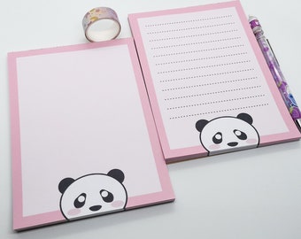 Shopping To Do List Notepad, 5x7 Kawaii Panda Notepad, Cute Stationery, Birthday Gift for BFF, Pastel Memo Pad, Stocking Stuffer