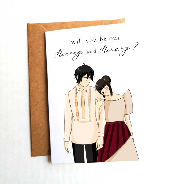 Will you be our Ninong and Ninang, Tagalog Card, Filipino Greeting Card, Filipino Wedding Card, Barong Tagalog, Filipino Card