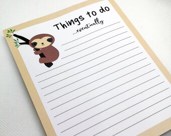 things to do list notepad, adulting gift, college gifts for her, kawaii notepad, sloth gifts for women, cute gifts for girlfriend, honey do