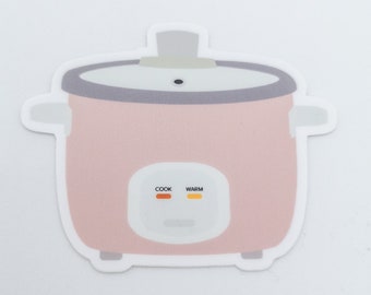 Roze rijstkoker gestanst sticker, Kawaii Aziatisch eten, Aziatische keuken, Aziatische cultuur, Kawaii cadeau