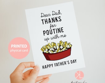 Father's Day Card, Punny Card, Thanks for Poutine Up with me, Poutine Card, Typography, Food Pun Art Card, Card for Dad, Card for Fathers