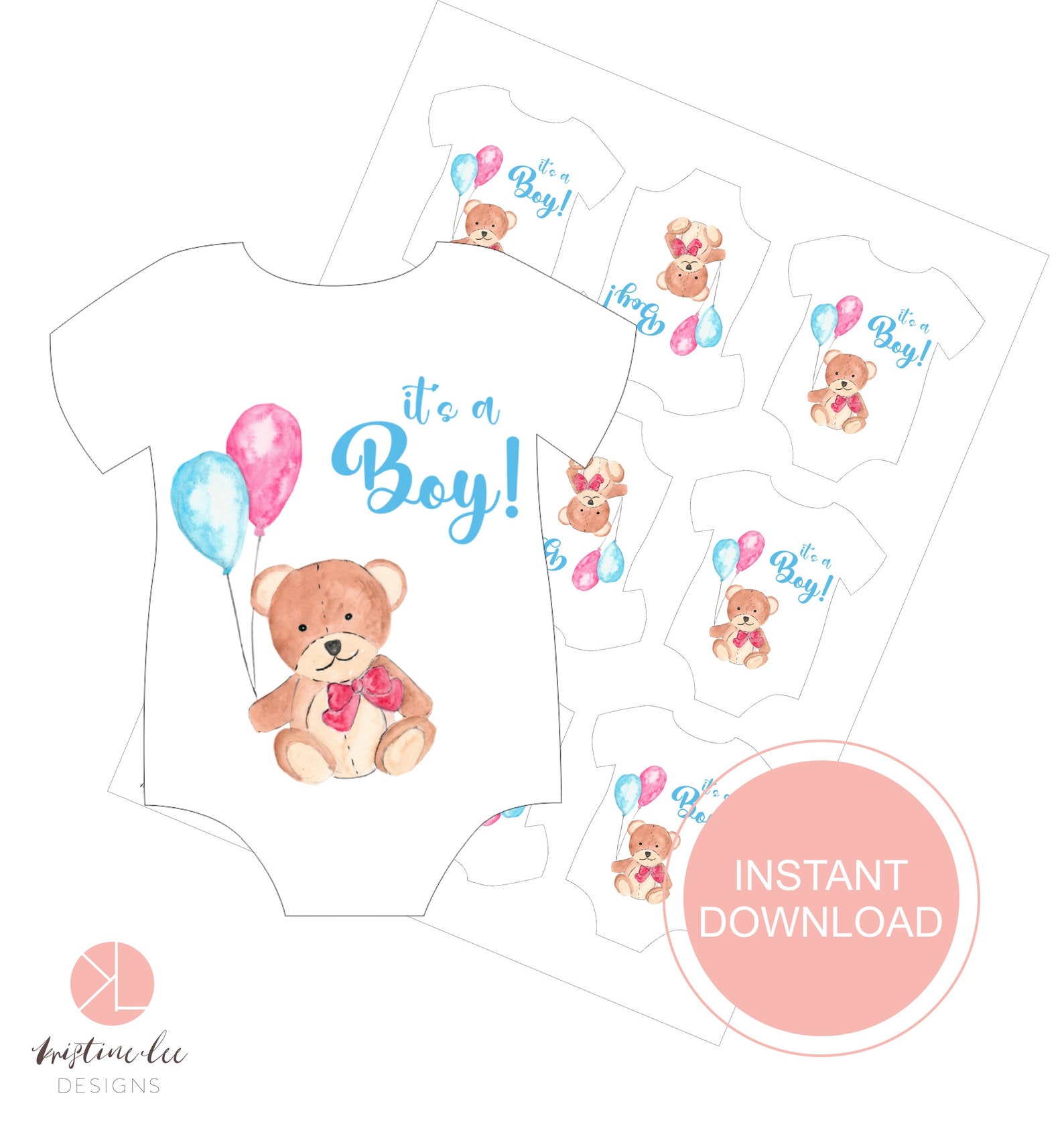 Teddy Bear Baby Shower Printable Bundle 1 It's a Boy - Etsy