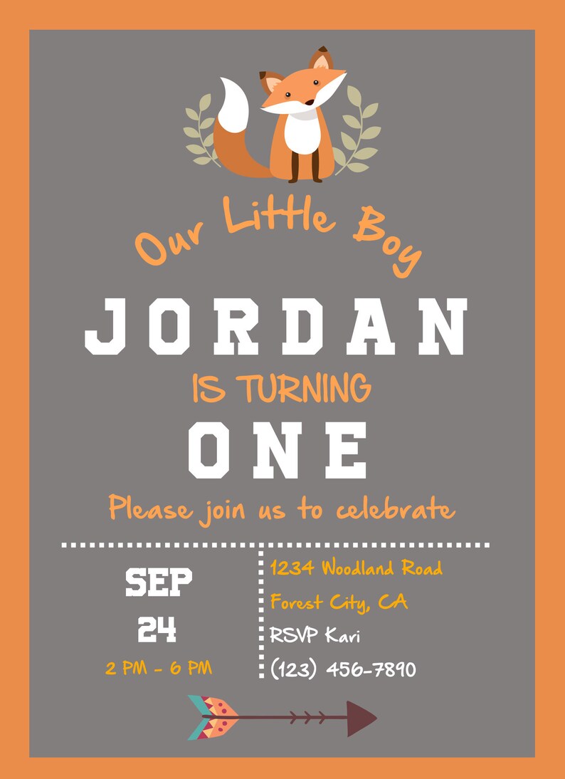Printable Birthday Invitation, Fox Birthday, Template, Editable PDF ...