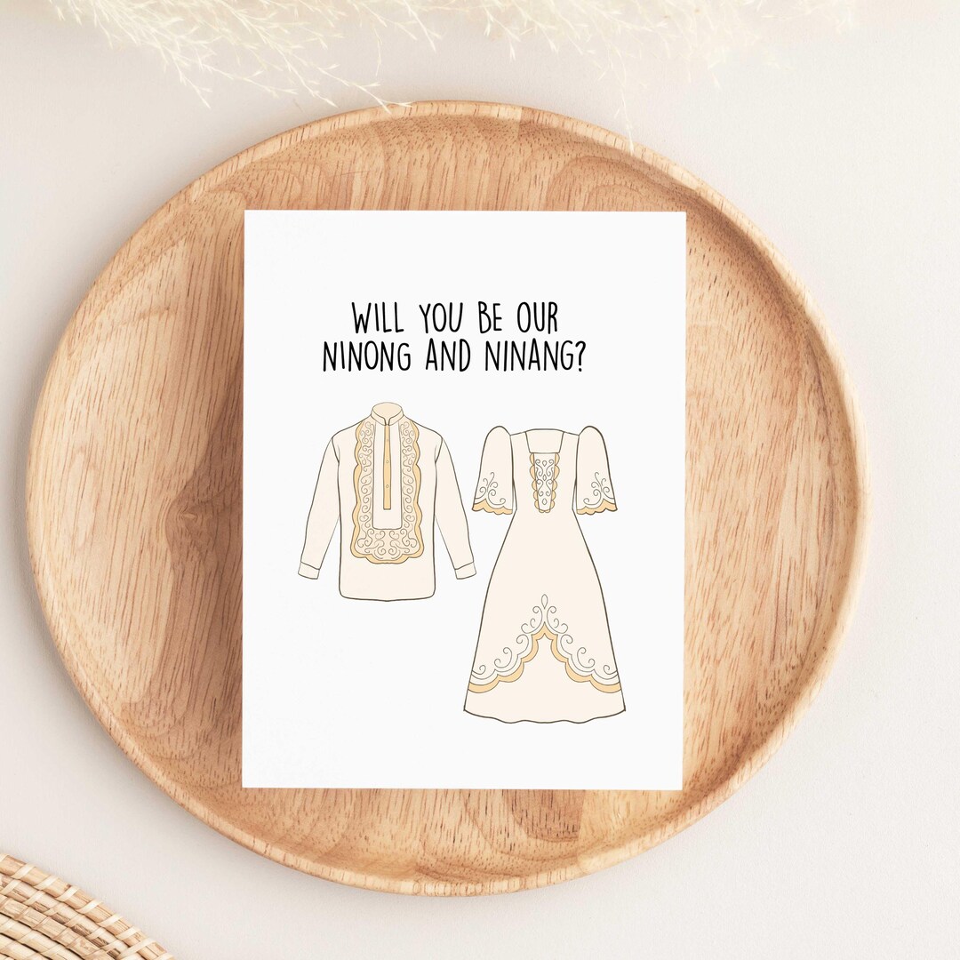 Filipiniana Ninong and Ninang Proposal Card, Will You Be Our Ninong and ...
