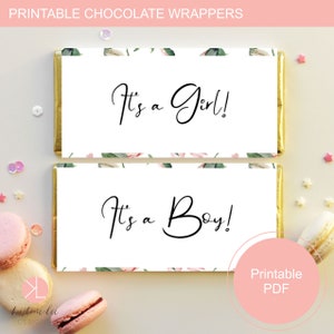 Chocolate Bar Wrapper Template, Blush Pink Rose Baby Shower, Printable Candy Bar Wrapper, Editable Text, Editable PDF image 6