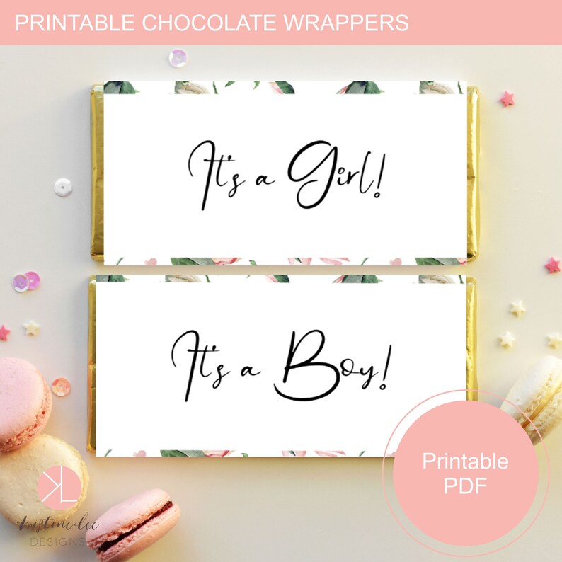 Chocolate Bar Wrapper Template, Blush Pink Rose Baby Shower, Printable Candy Bar Wrapper, Editable Text, Editable PDF image 6