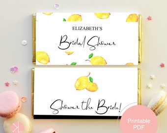 Chocolate Bar Wrapper Printable, Lemon Bridal Shower Shower, Candy Bar Wrapper, Editable Text, Editable PDF, Lemon Printable