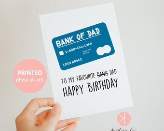 Funny Birthday Card, Bank of Dad, Dad Birthday Card, Happy Birthday, Card for Dad, Birthday Card for Dad, Card from Daughter