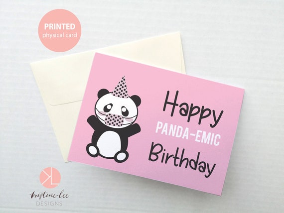 Panda Emic Panda Birthday Card Kawaii Panda Quarantine Birthday 
