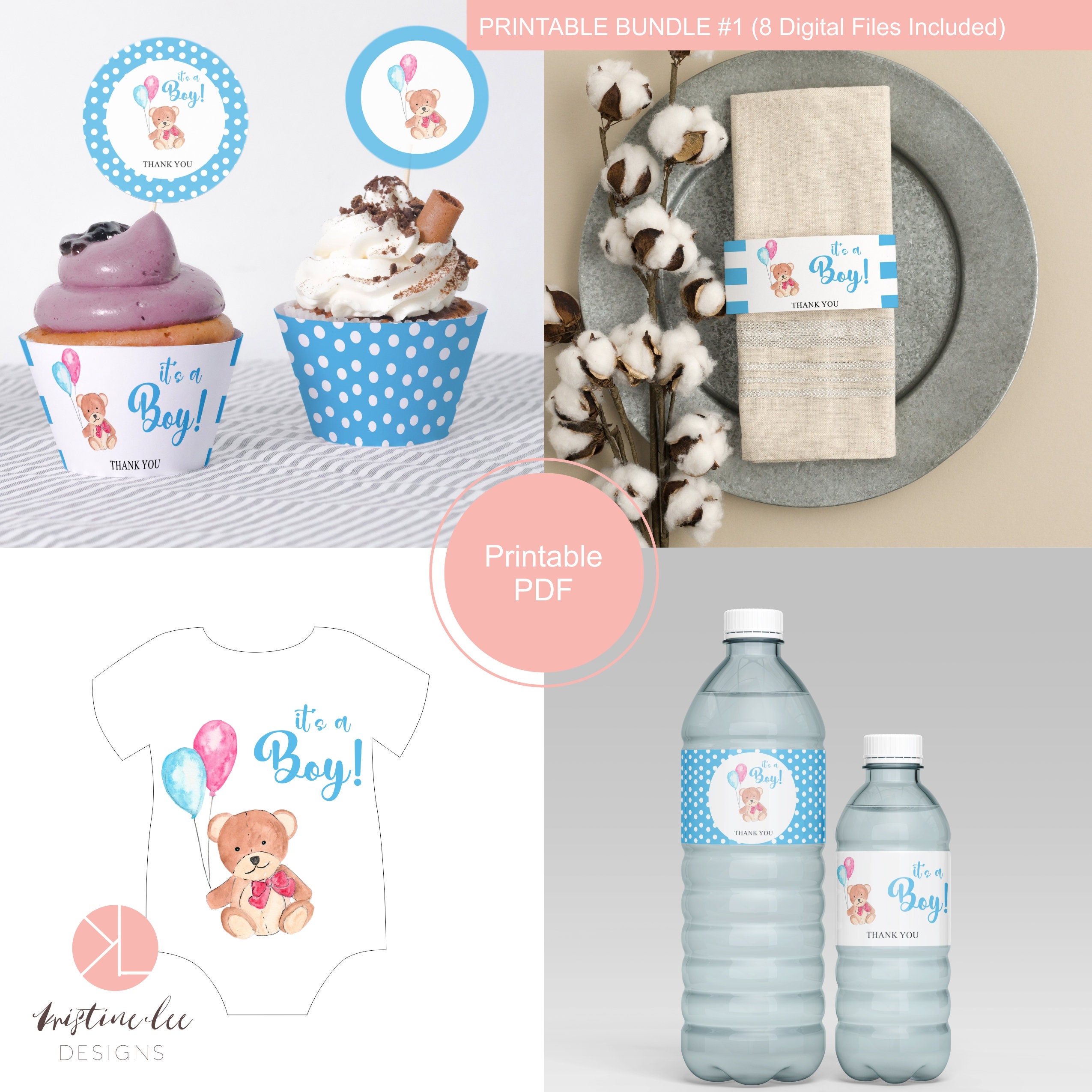Teddy Bear Baby Shower Printable Bundle 1 It's a Boy - Etsy