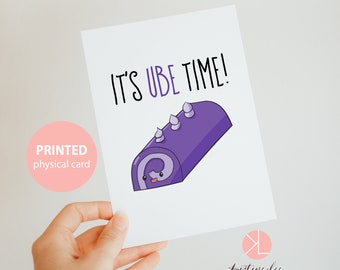 Filipino Greeting Card, Filipino Food Art, Kawaii Ube Roll Cake, Cute Blank Note Card, Cute Stationery