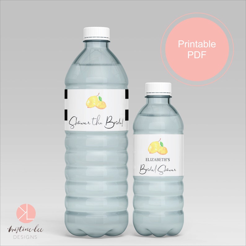 Water Bottle Labels Printable, Lemon Bridal Shower, Editable Text, Printable PDF, Lemon Bridal Shower Decoration, Editable PDF, image 4