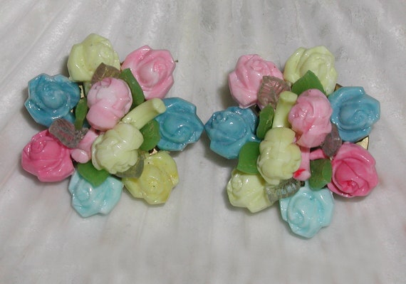 Fantastic Colorful Vintage Molded Plastic Flower … - image 2