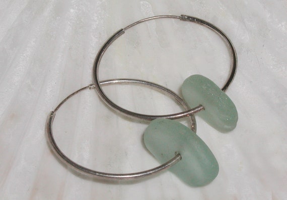 Beautiful Pale Green Sea Glass Beach Glass Silver… - image 2