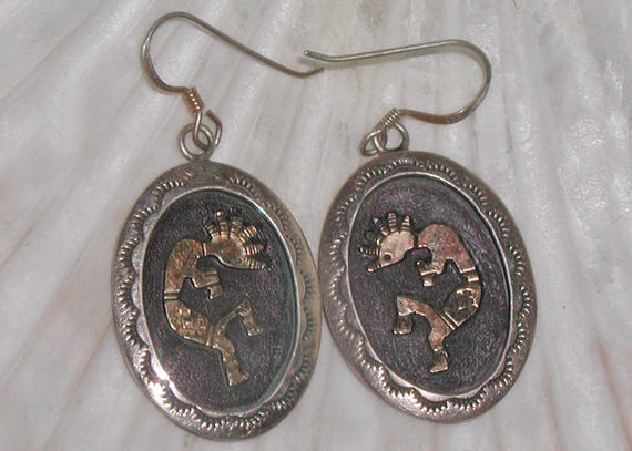 Outstanding Vintage Native American Navajo Sterling Silver Kokopelli Earrings Outstanding Vintage Native American Navajo Sterling Silver Kokopelli Earrings