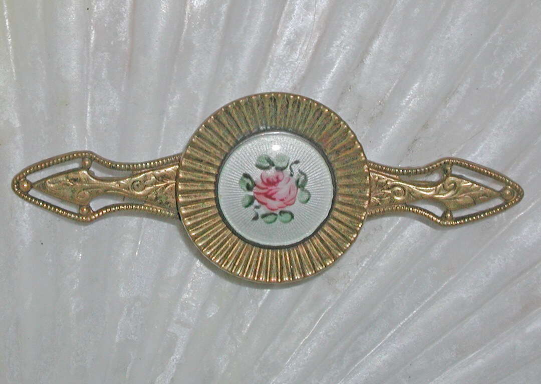 Large Gorgeous Vintage Victorian White Guilloche Enamel Hand Painted ...