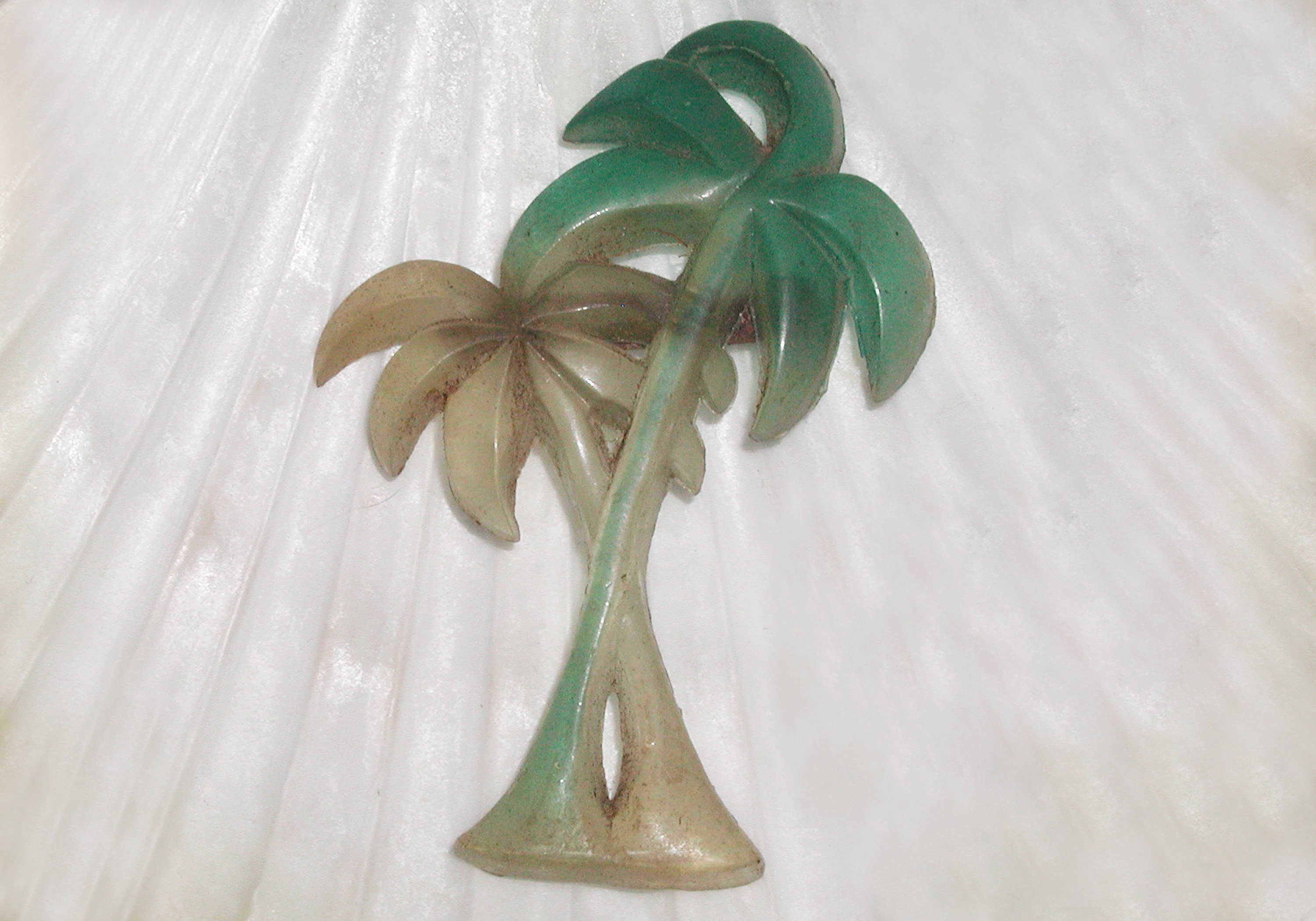 Broche Vintage En Lucite Motif Palmier - Bijou Fantaisie Rétro