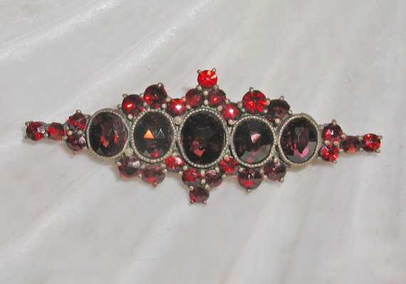 Fabulous Vintage Czech Bohemian Dark Red Garnet O… - image 3