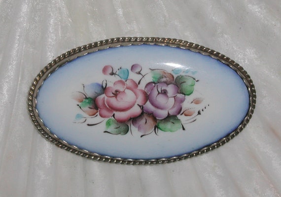 Large Vintage Russian Hand Painted Finift Enamel … - image 3