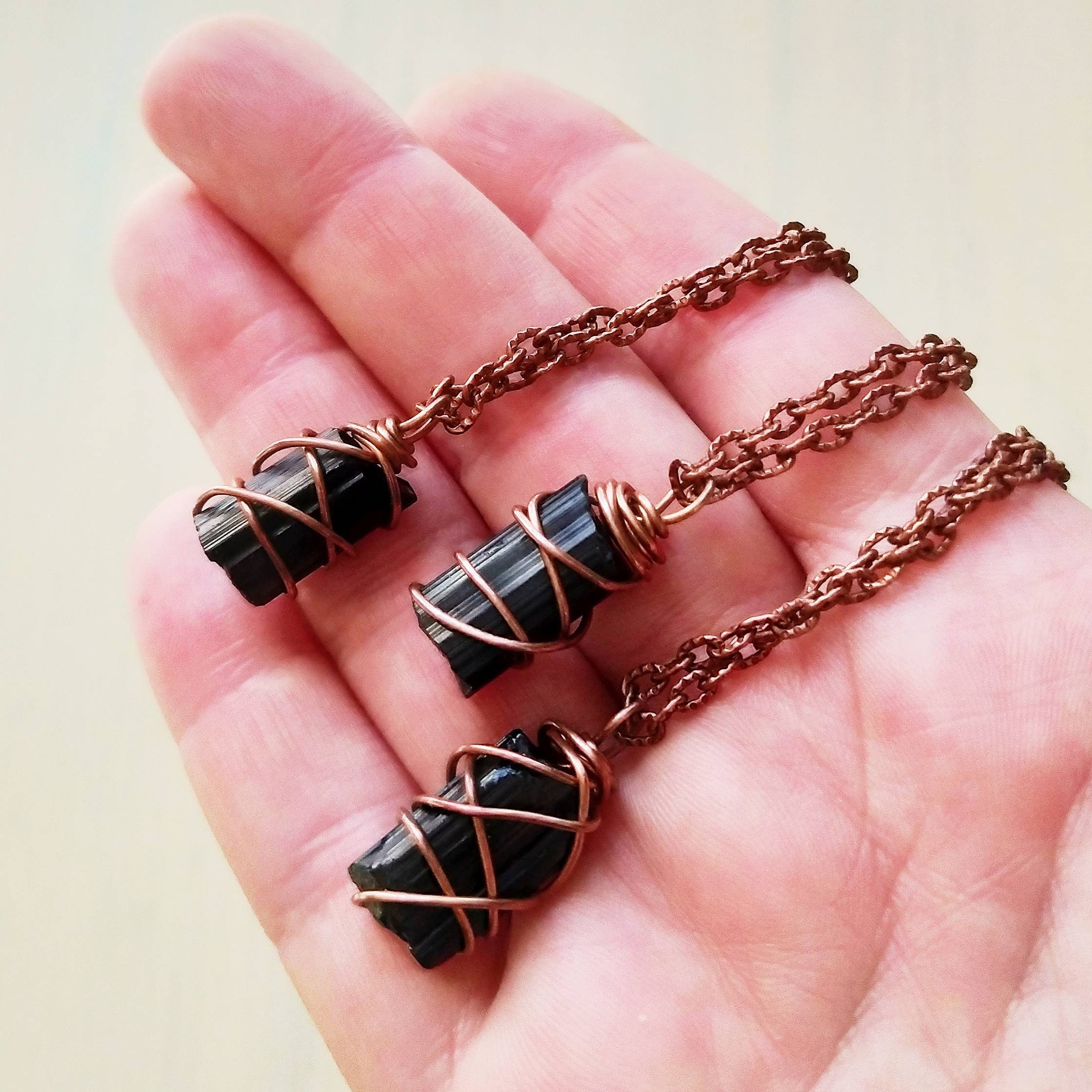 Raw Black Tourmaline Necklace Raw Stone Necklace Tourmaline Etsy